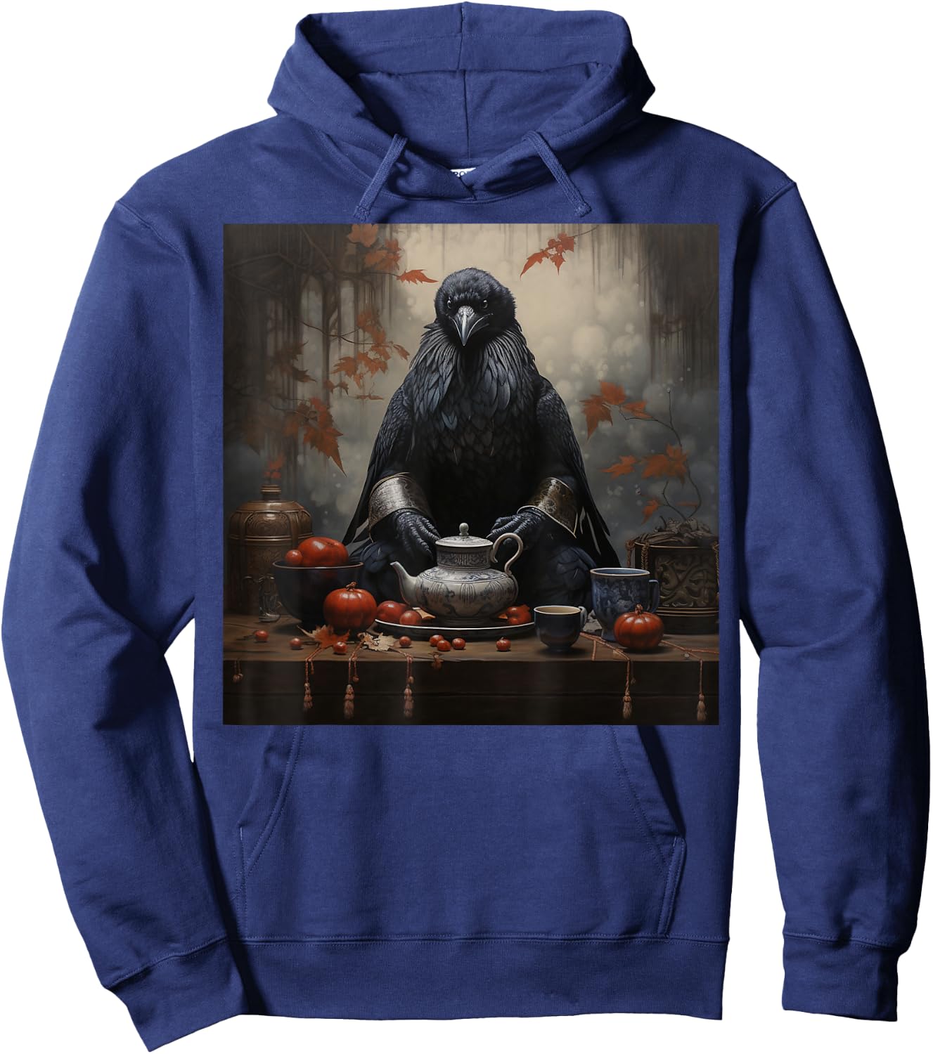 Japanese Art Japanese Woodblock Art Print Tea Ceremony Crow Hoodie - Hoodie | Navy