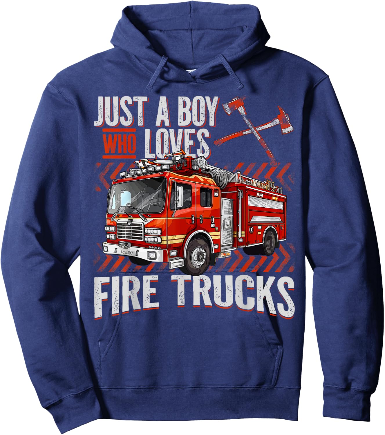Firefighter Truck Lovers Just A Boy Who Loves Fire Trucks Hoodie - Hoodie | Navy
