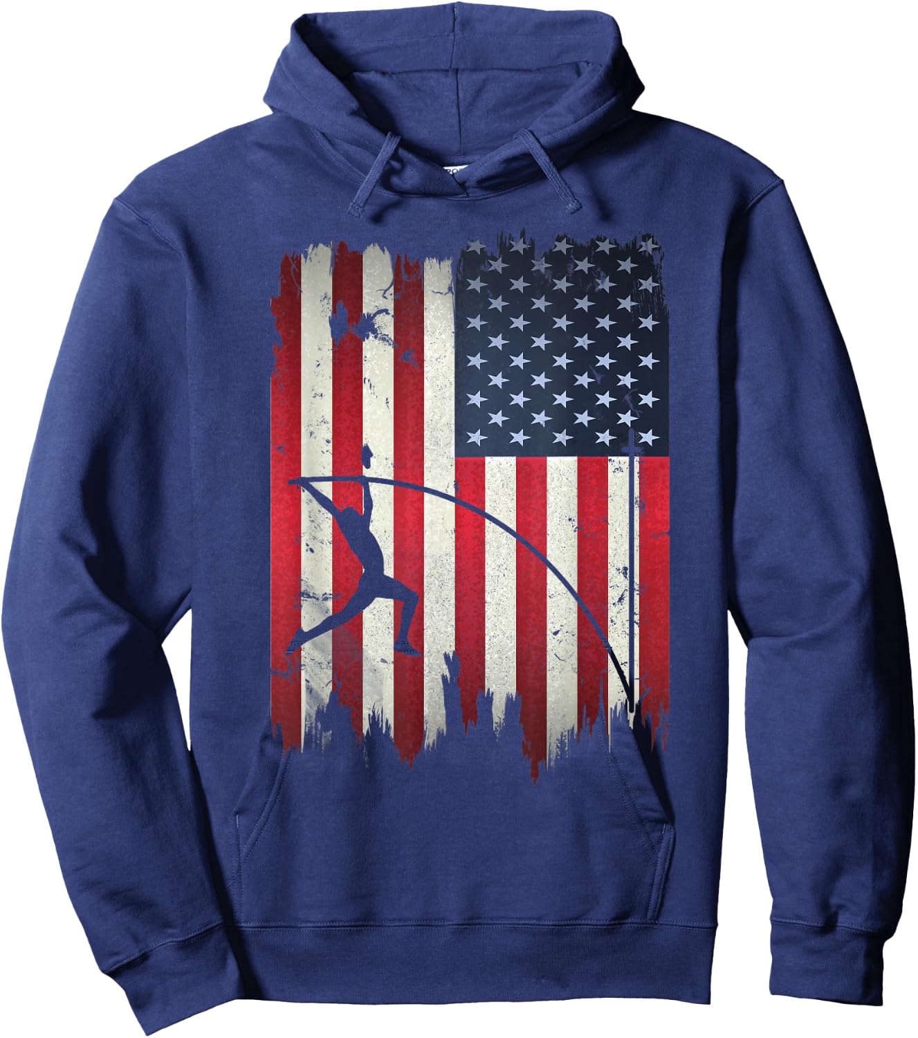 Pole Vault USA American Flag 4th of July Jump Sports Gift Hoodie - Hoodie | Navy