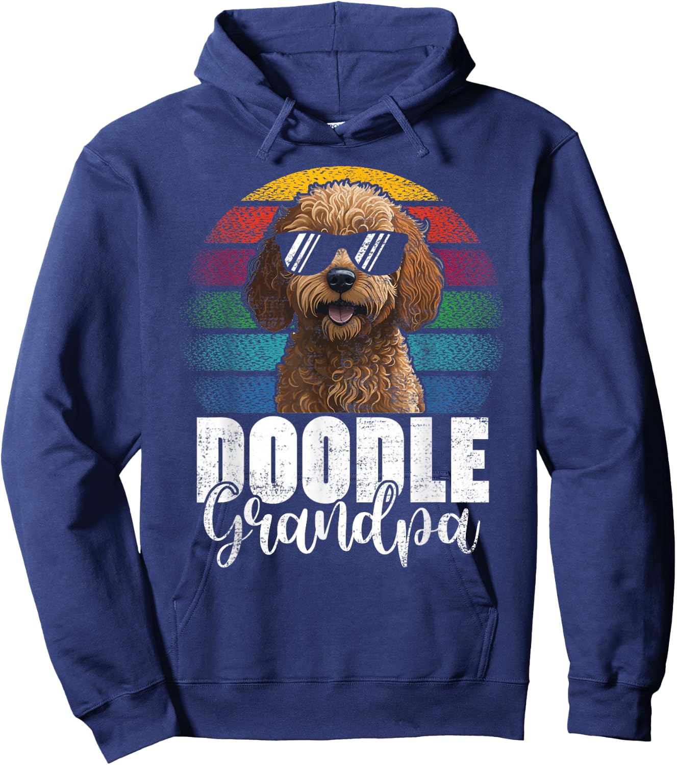 Retro Doodle Grandpa Goldendoodle Dog Lover Fathers Day Men Hoodie - Hoodie | Navy
