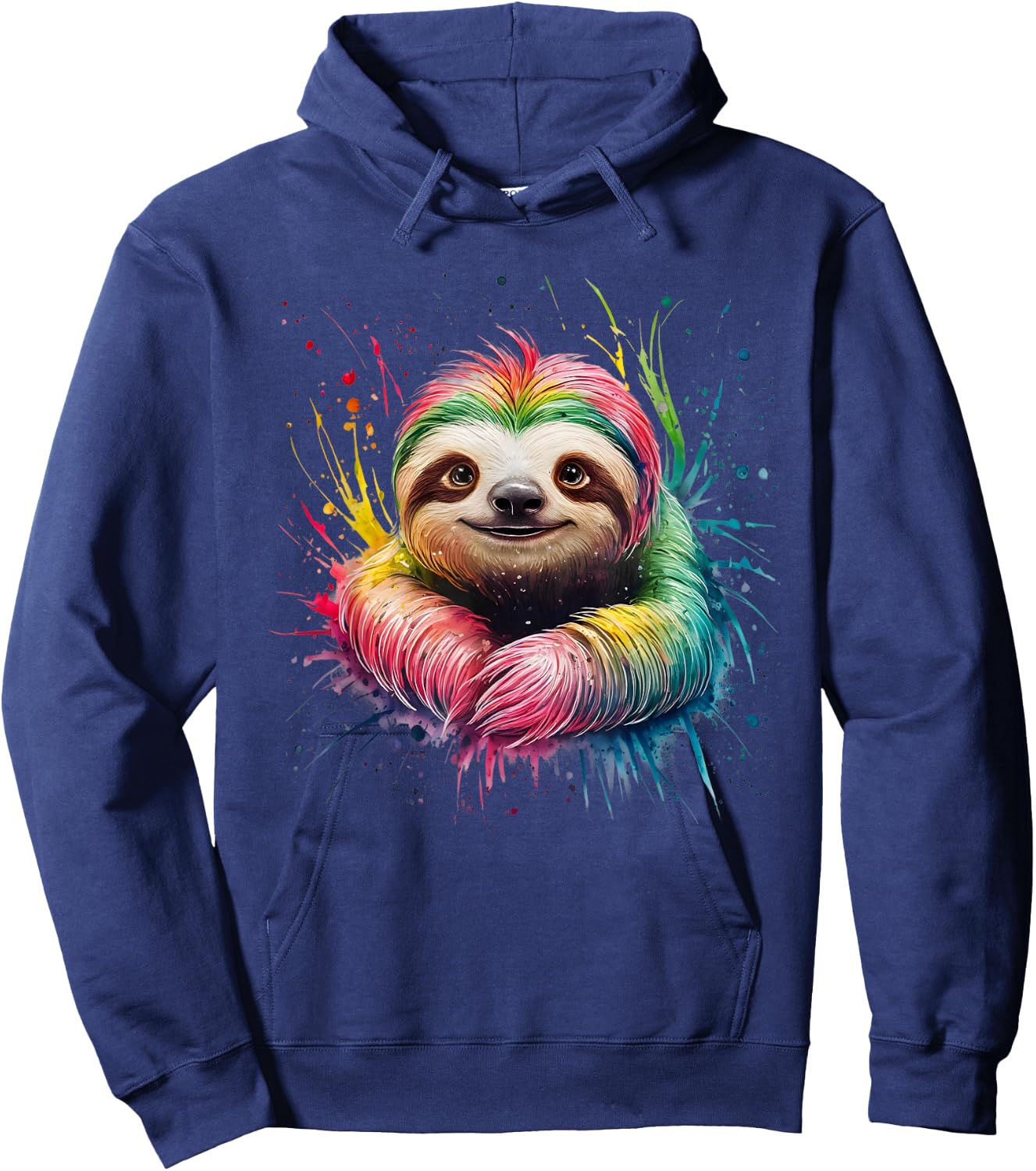 Sloth Men's Women's Colourful Watercolour Sloth Hoodie - Hoodie | Navy