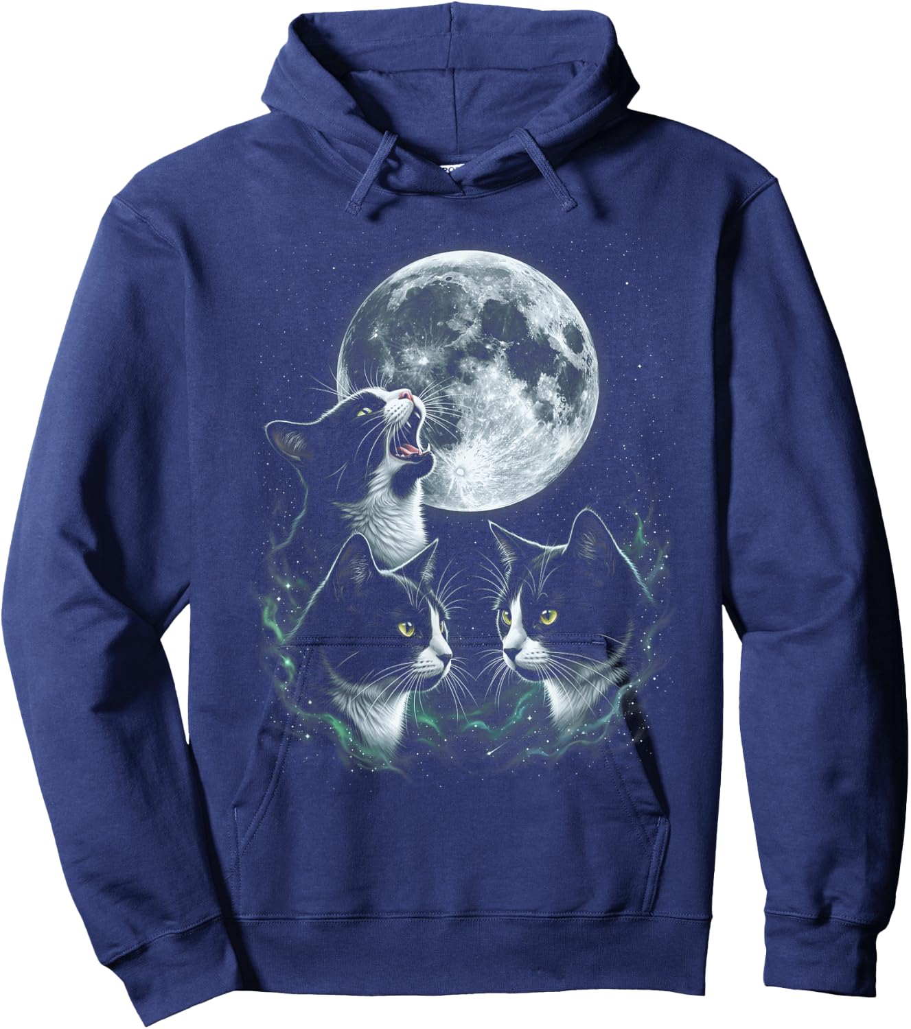 Howling At The Moon Tuxedo Cats Hoodie - Hoodie | Navy