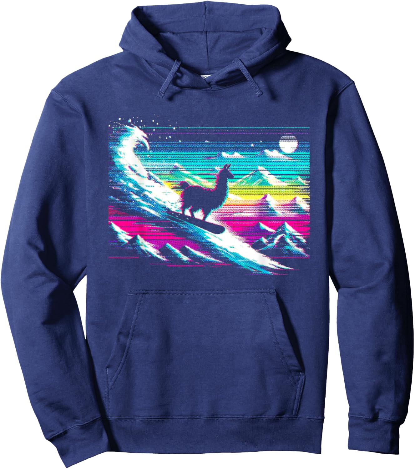 Llama Snowboarding Glitch - Funny Snowboard Lover Hoodie - Hoodie | Navy