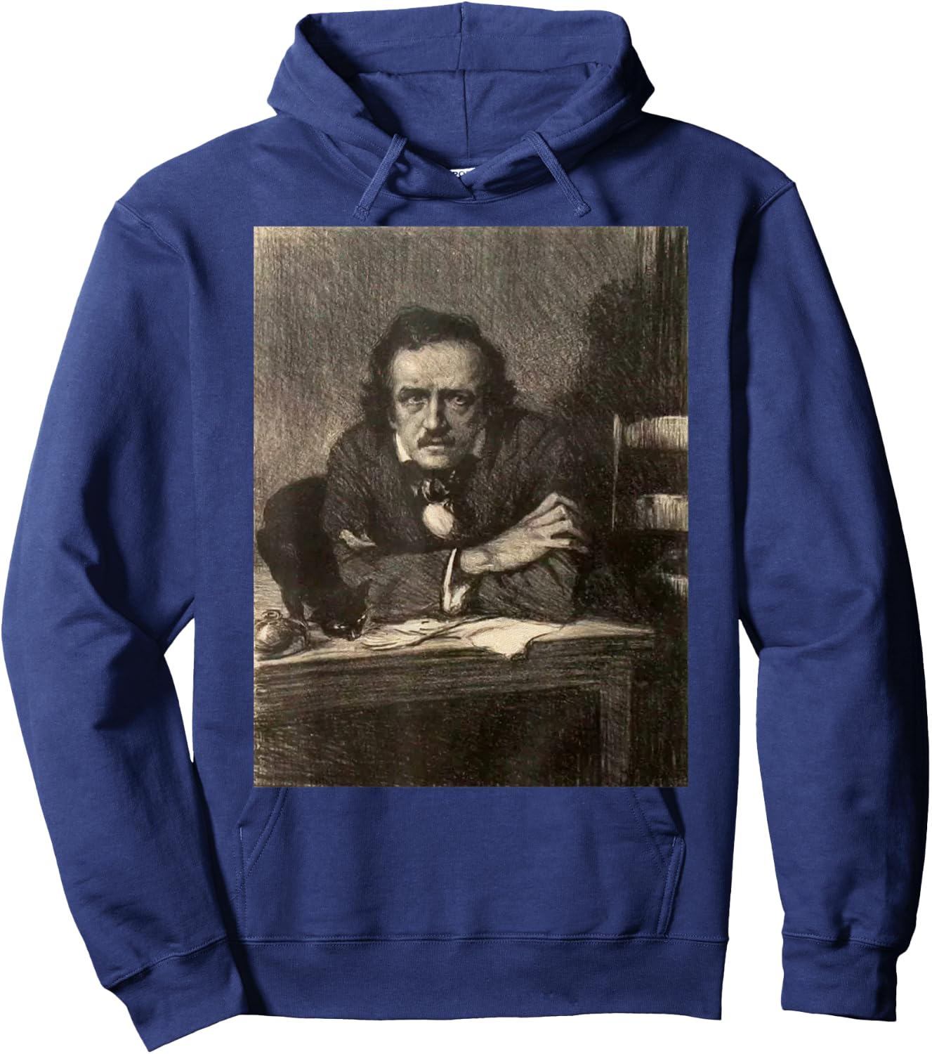 Poe Black Cat-Vintage Cat Lover Edgar Allan Poe Hoodie - Hoodie | Navy