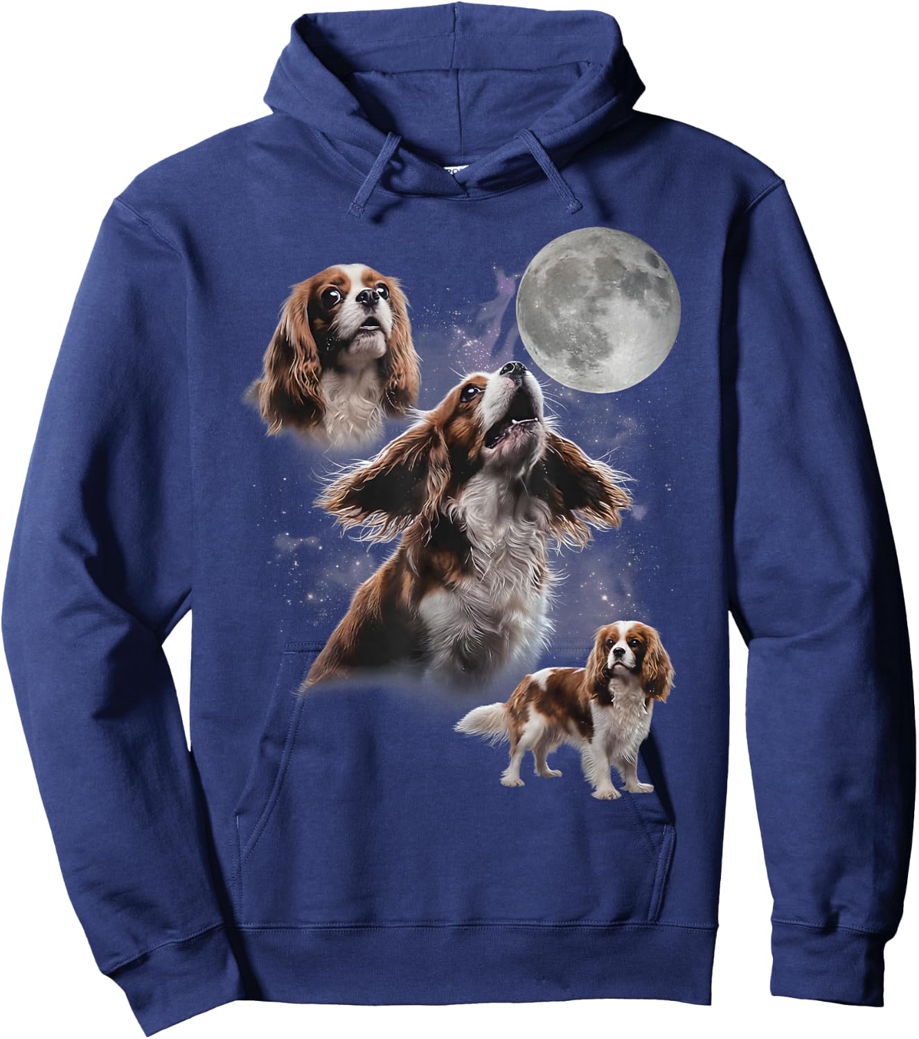 Cavalier King Charles Spaniel Howling At The Moon Hoodie - Hoodie | Navy