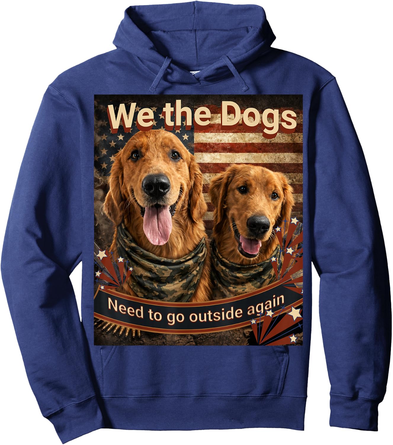 Funny Patriotic Golden Retrievers Hoodie - Hoodie | Navy