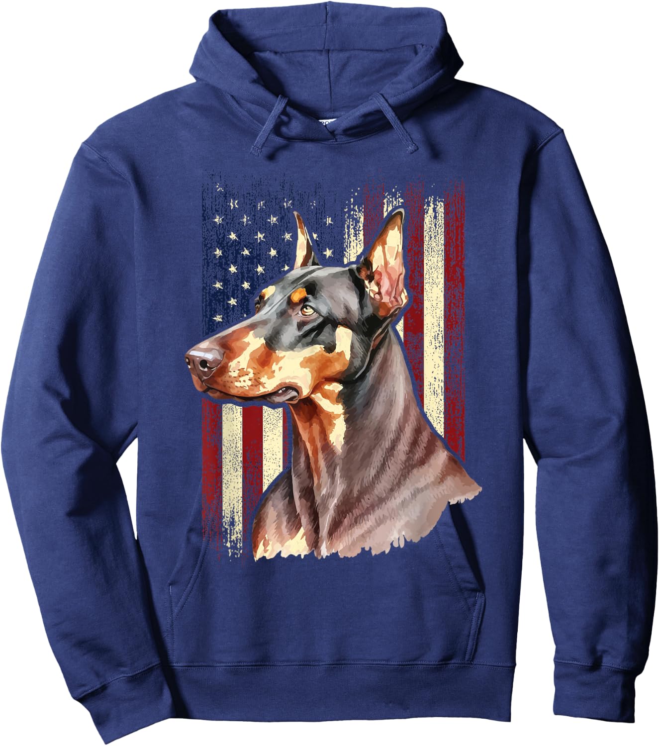 USA American Flag Doberman - Canine Pet Lover Dog Trainer Hoodie - Hoodie | Navy