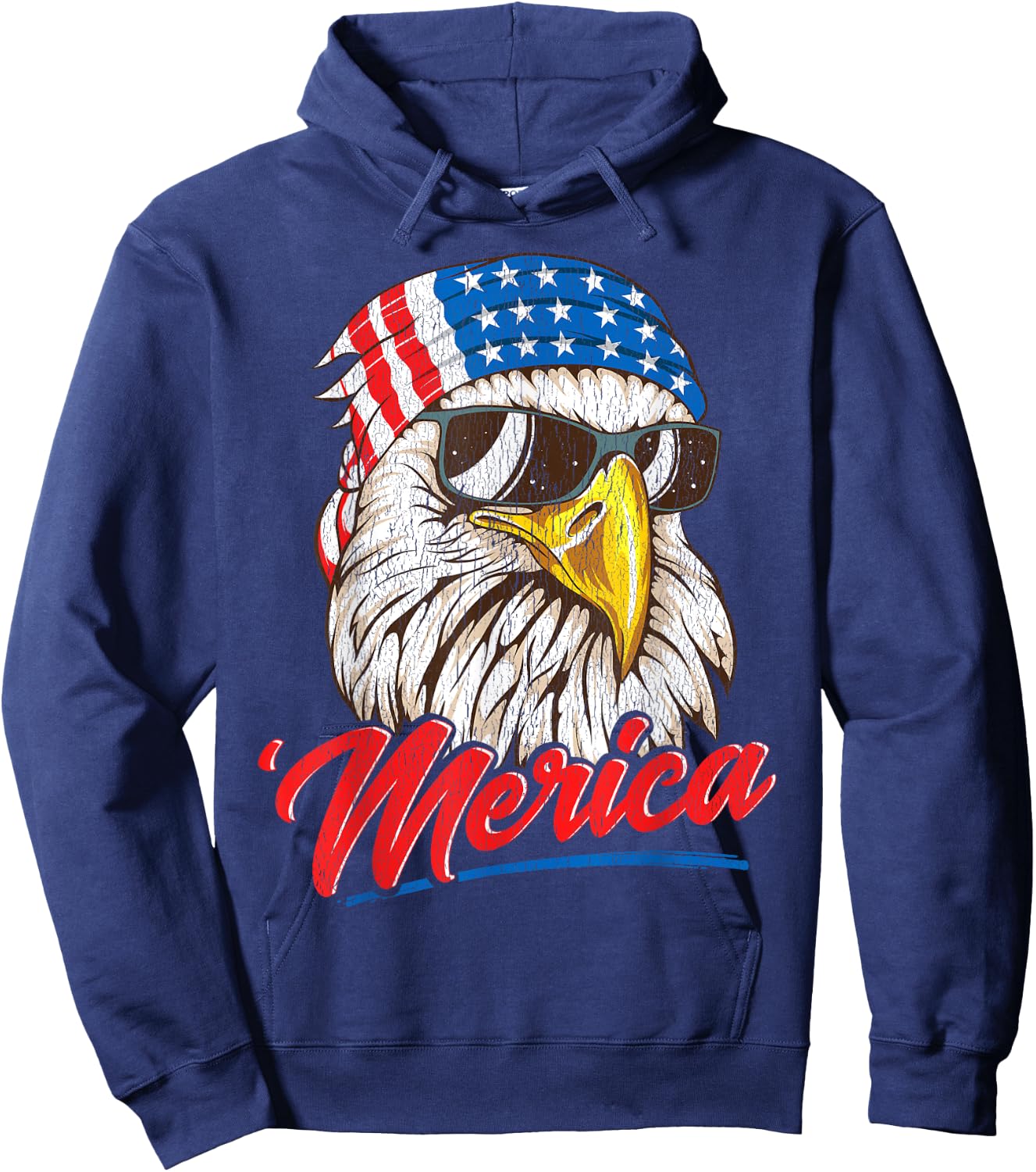 Bald Eagle Merica 80s Mullet Eagle America USA 4th of July Men Hoodie - Hoodie | Navy