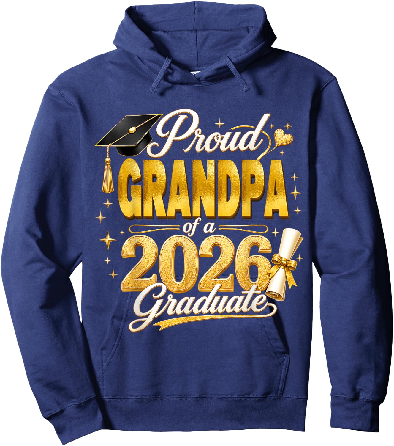 Proud Grandpa 2026 Graduate Senior Graduation Family Pride Hoodie - Hoodie | Navy