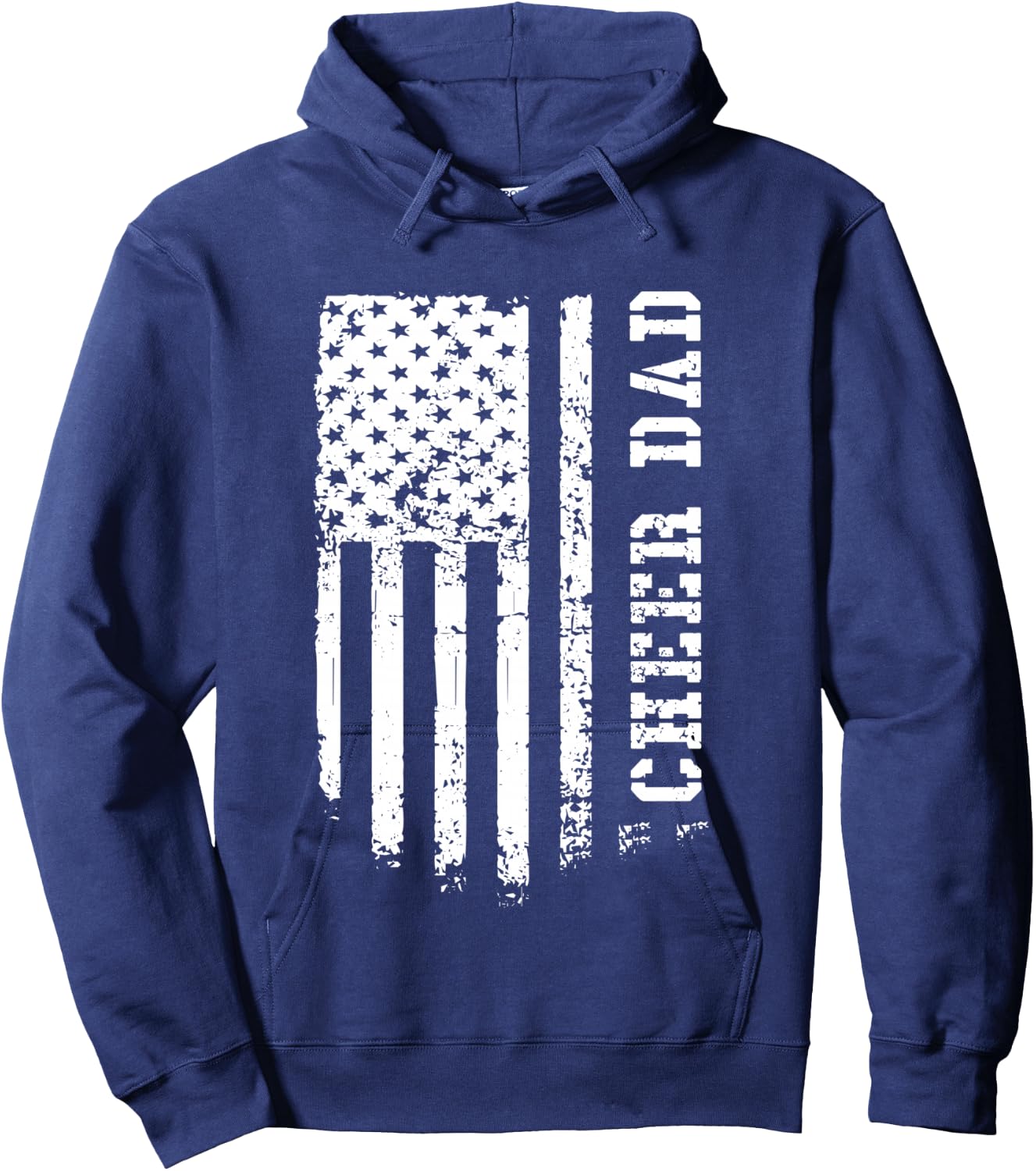Cheer Dad Cheerleading American Flag Fathers Day Cheerleader Hoodie - Hoodie | Navy