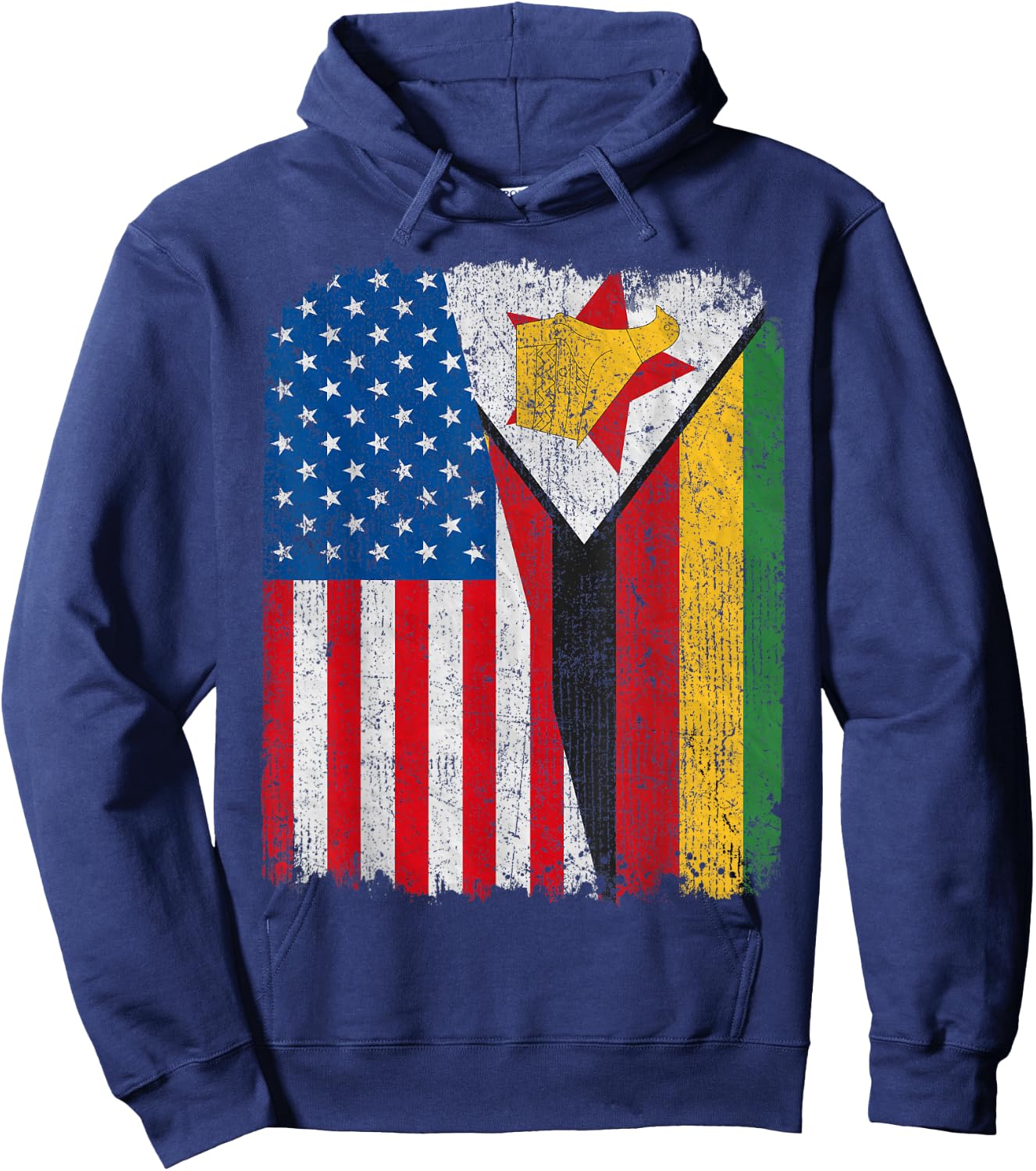 Zimbabwean American Flag Half USA Zimbabwe Root Proud Hoodie - Hoodie | Navy