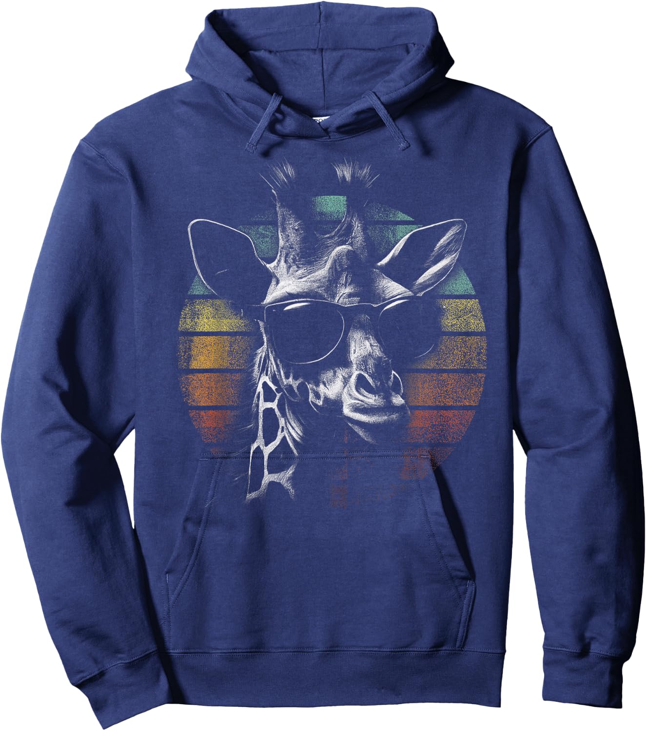 Giraffe Vintage Sunglasses Funny Retro African Animal Hoodie - Hoodie | Navy