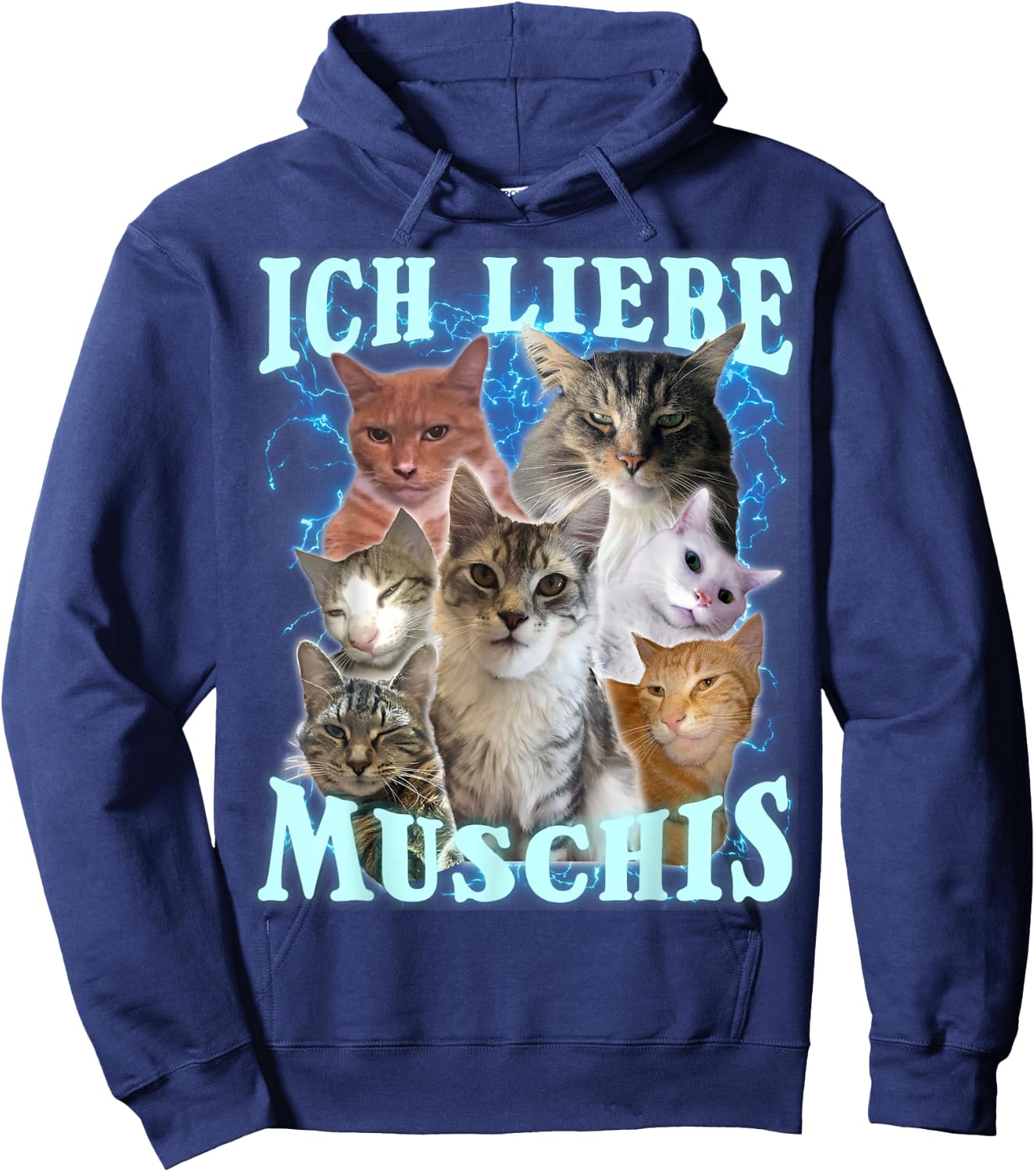 with German Text "Ich Liebe Musch, black Hoodie - Hoodie | Navy