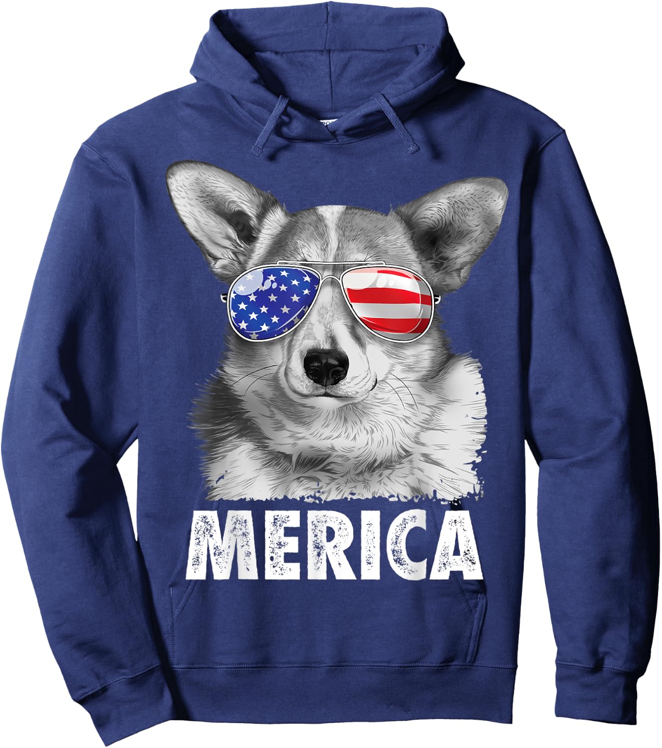 Corgi 4th of July Shirt Merica Men Women USA American Flag Hoodie - Hoodie | Navy