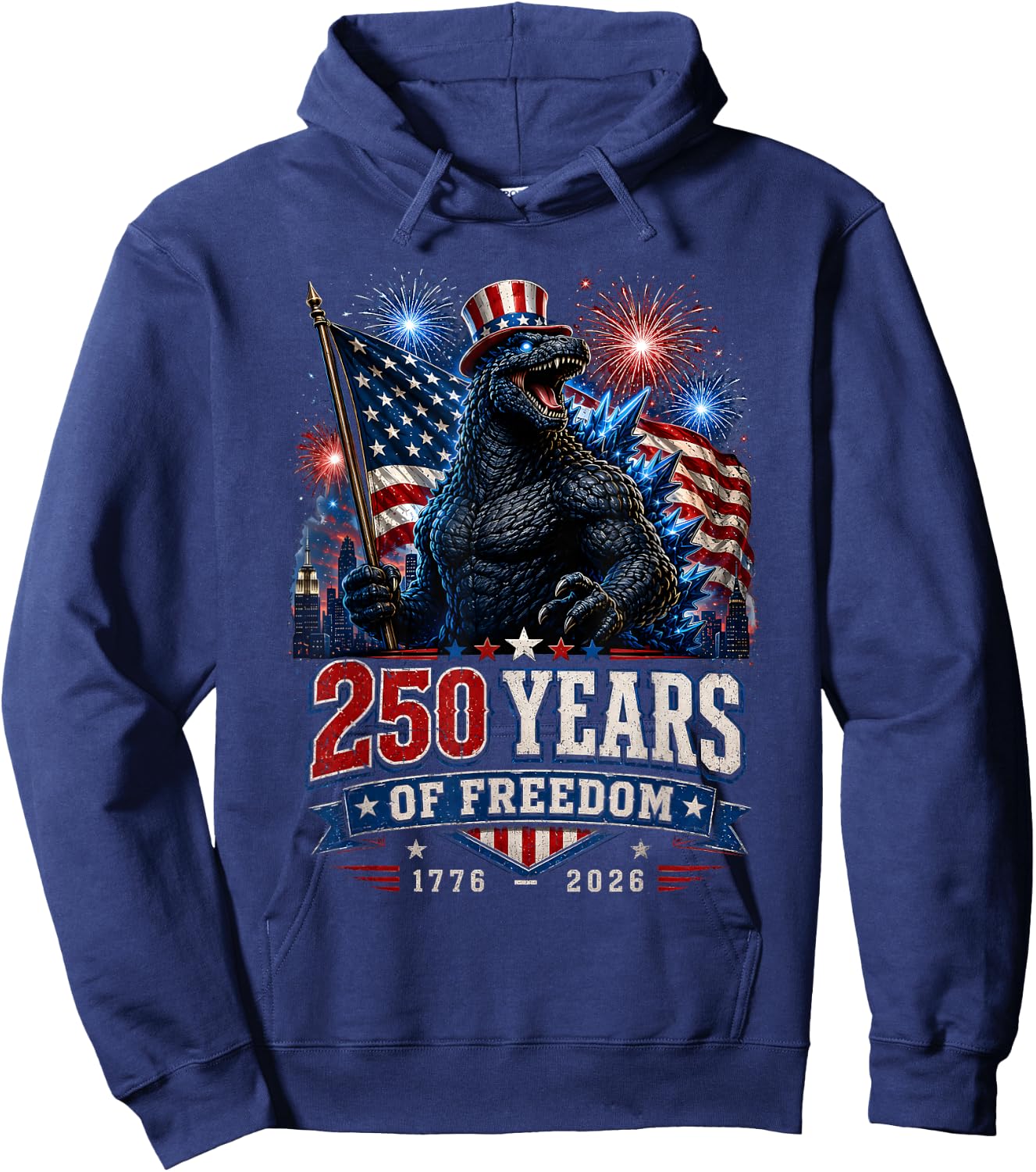 Kaiju Monster Japanese 250 Years 1776 2026 4th of July Hoodie - Hoodie | Navy