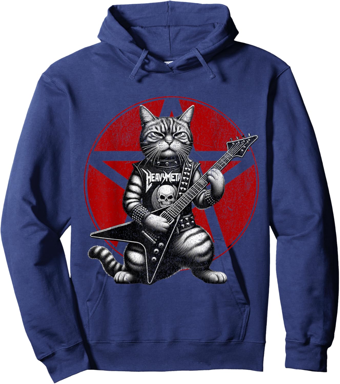 Heavy Metal Cats and Death Metal Music Metalhead Rock Guitar Hoodie - Hoodie | Navy