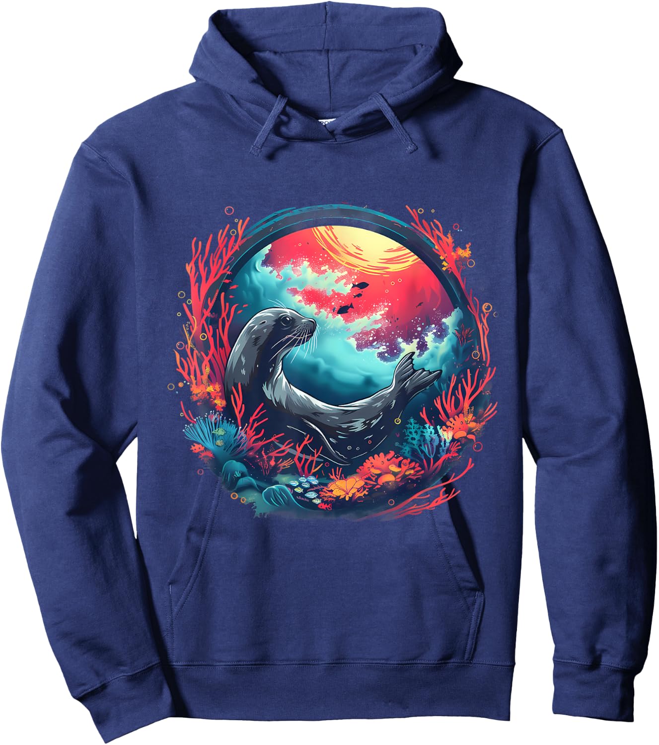 Seal Ocean Sea Animal Sea Ocean Seal Artwork Marine Mammal Hoodie - Hoodie | Navy