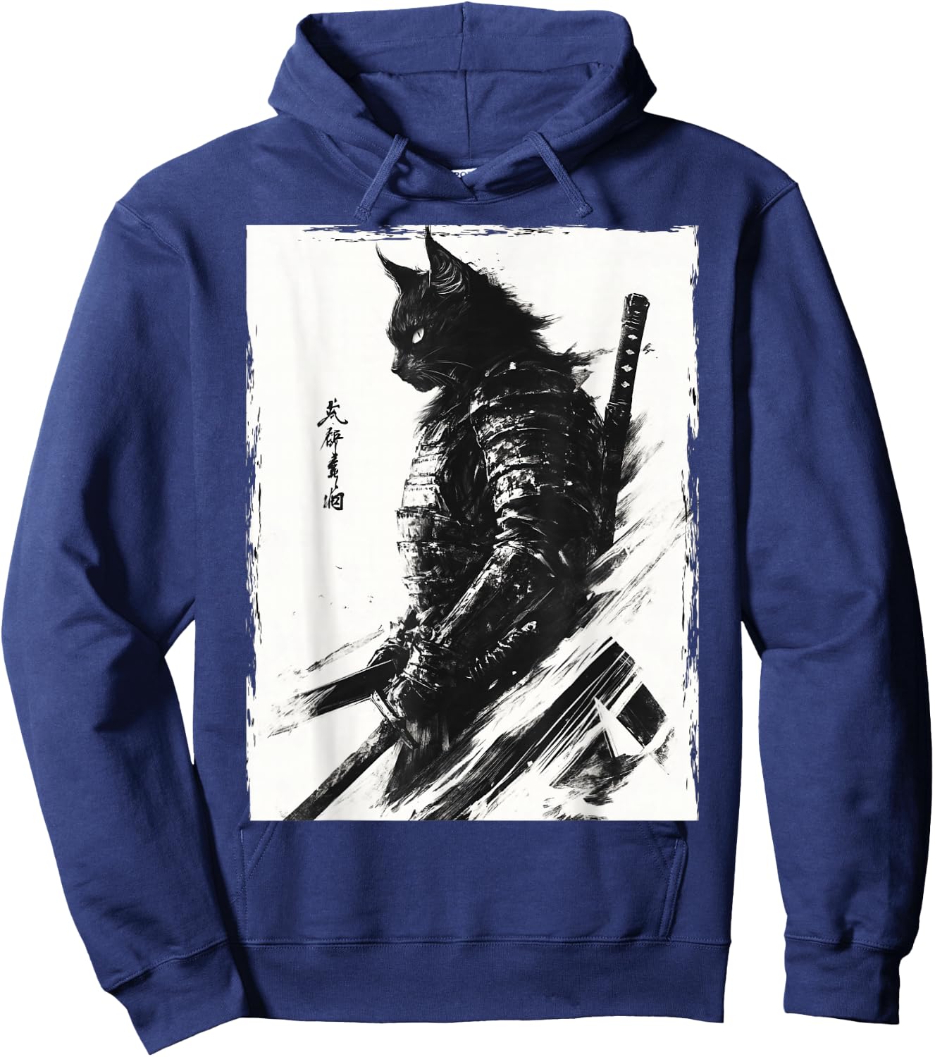 Samurai Warrior Cat Vintage Japanese Art Anime Hoodie - Hoodie | Navy