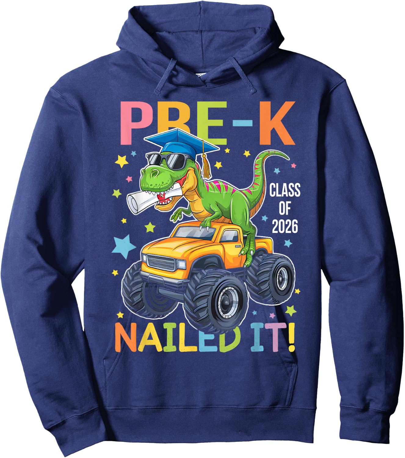 Pre-K Graduation Class Of 2026 Graduate Dinosaur Boys Kids Hoodie - Hoodie | Navy