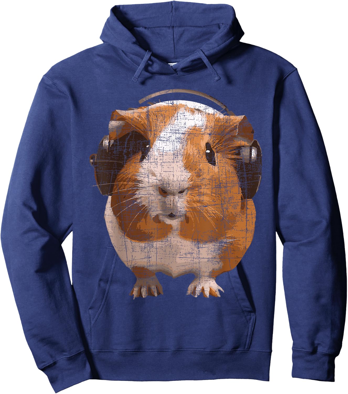 Guinea Pig With Big Headphone - Animal Rodent Lover Hoodie - Hoodie | Navy