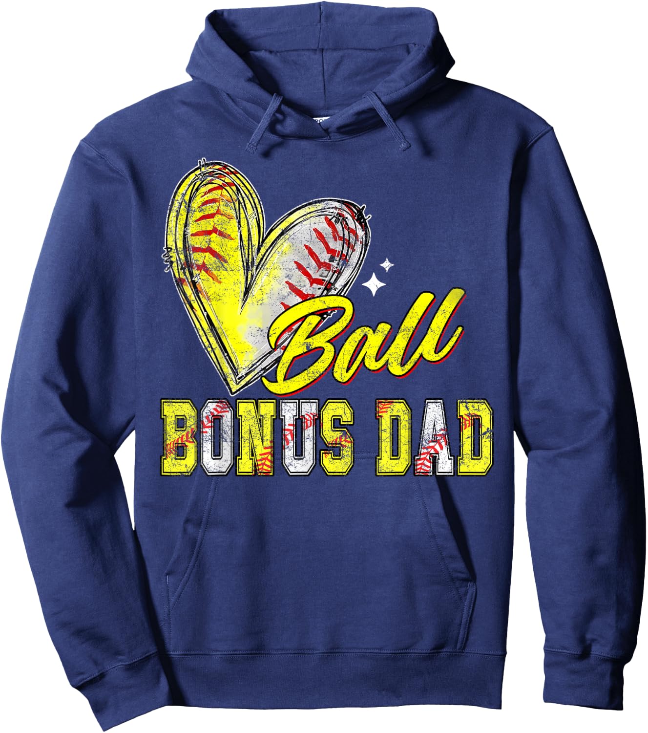 Funny Ball Bonus Dad Softball Baseball Bonus Dad Hoodie - Hoodie | Navy
