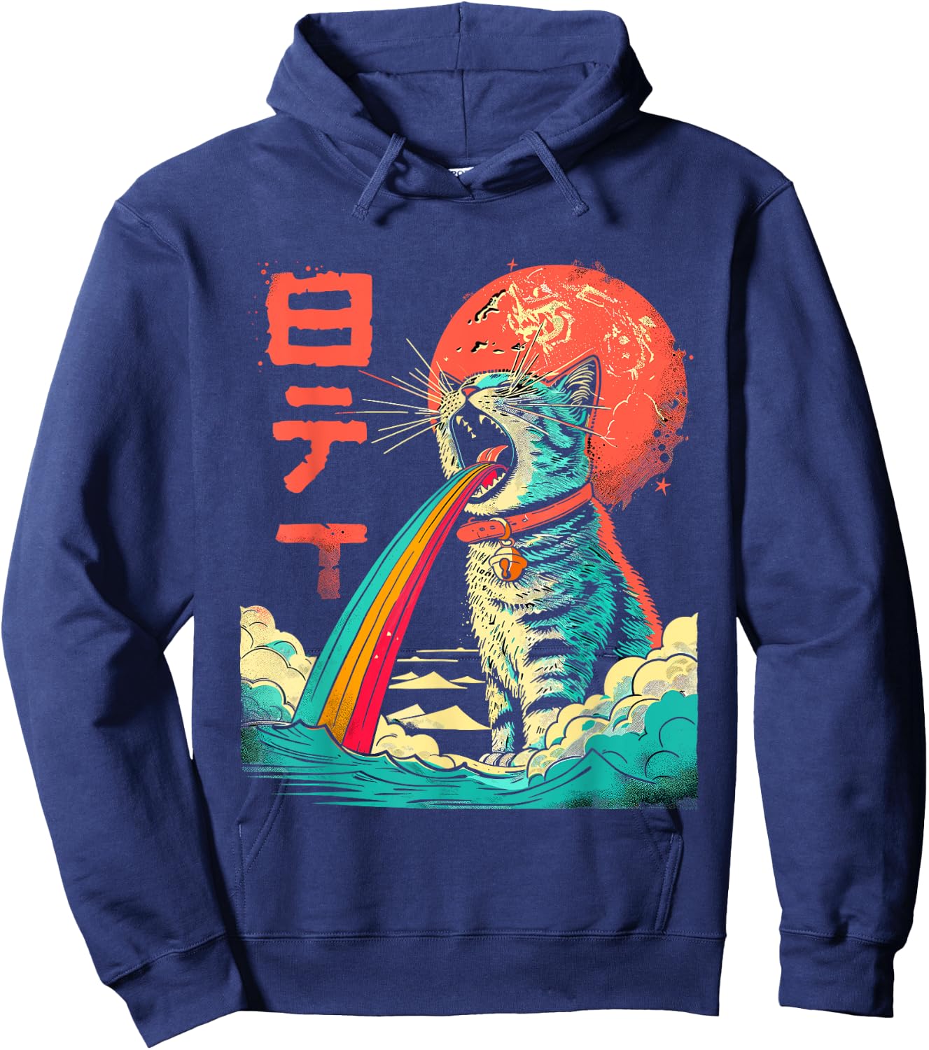 Japanese Art Cat Rainbow Kaiju Hoodie - Hoodie | Navy