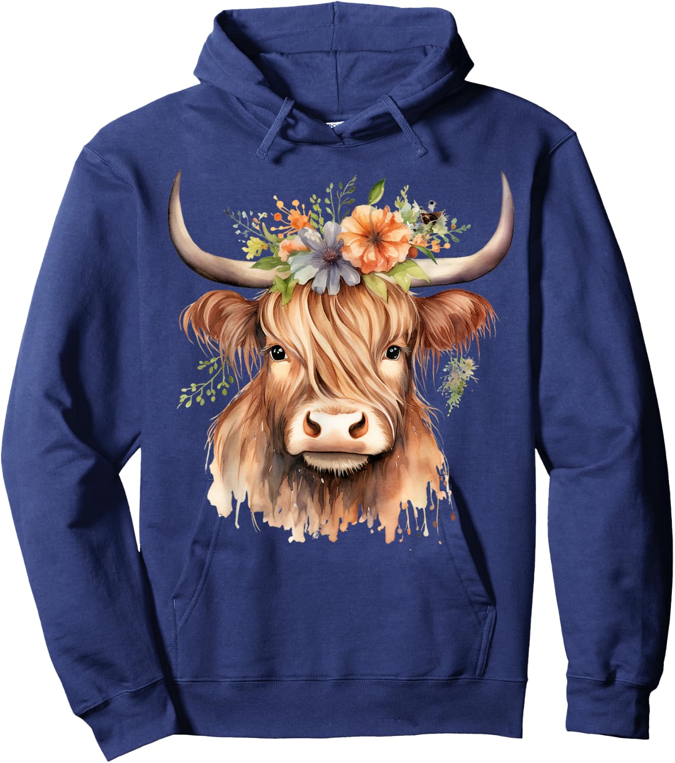 Cow, Scottish Highland Cow, Western Wear, Highland Cow Hoodie - Hoodie | Navy