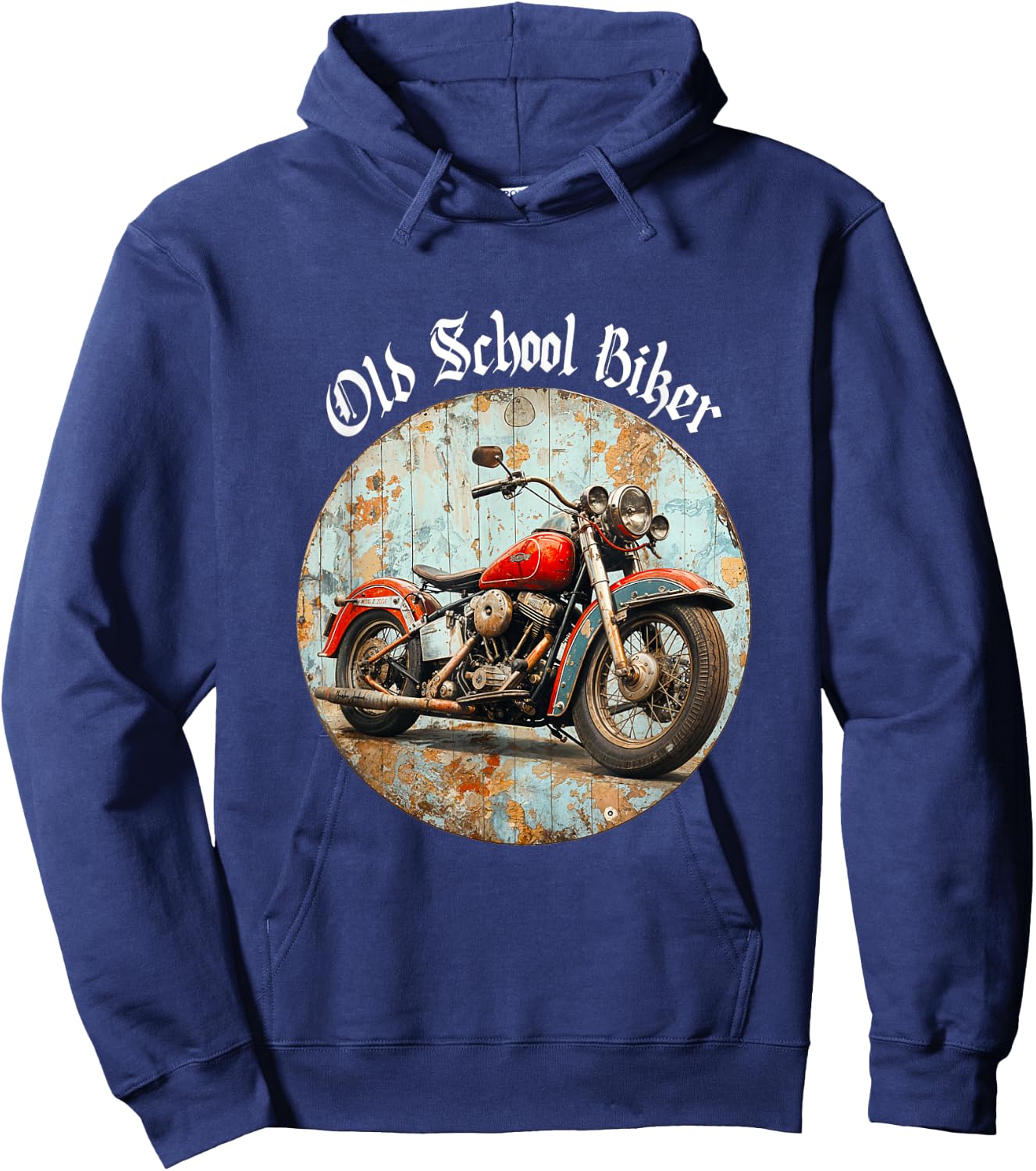 Old School Biker Motorcycle Biker Gift , Black, S Hoodie - Hoodie | Navy