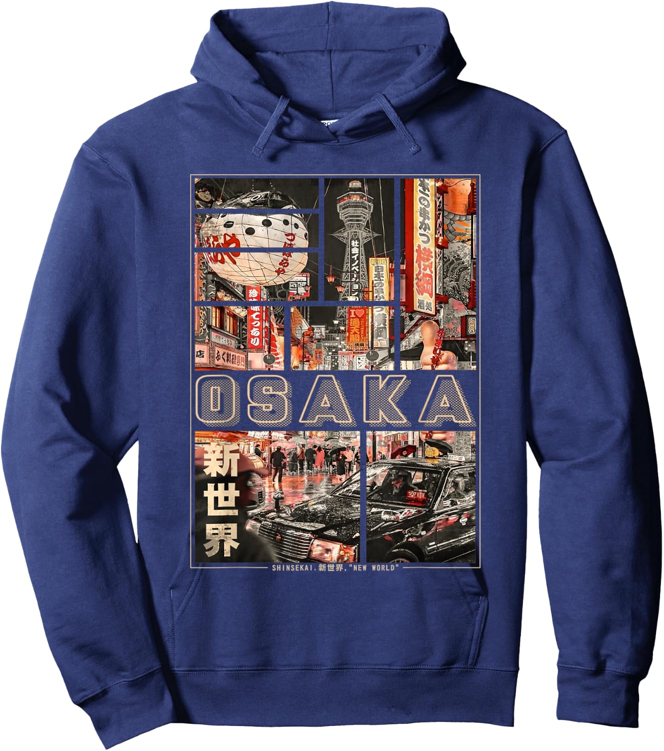 Japan Osaka Vaporwave in Japanese Retro Vibes Aesthetic Hoodie - Hoodie | Navy