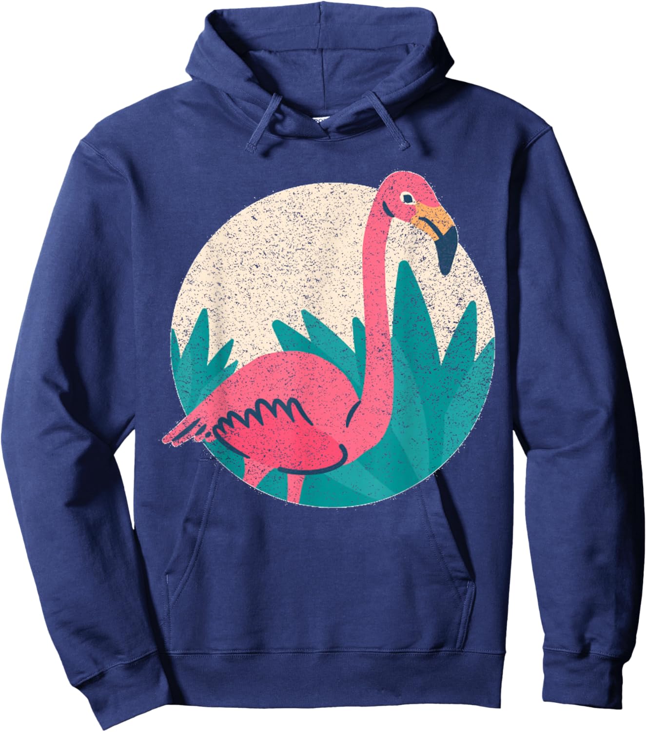 Vintage Flamingo - Distressed Vintage Style Animal T Hoodie - Hoodie | Navy