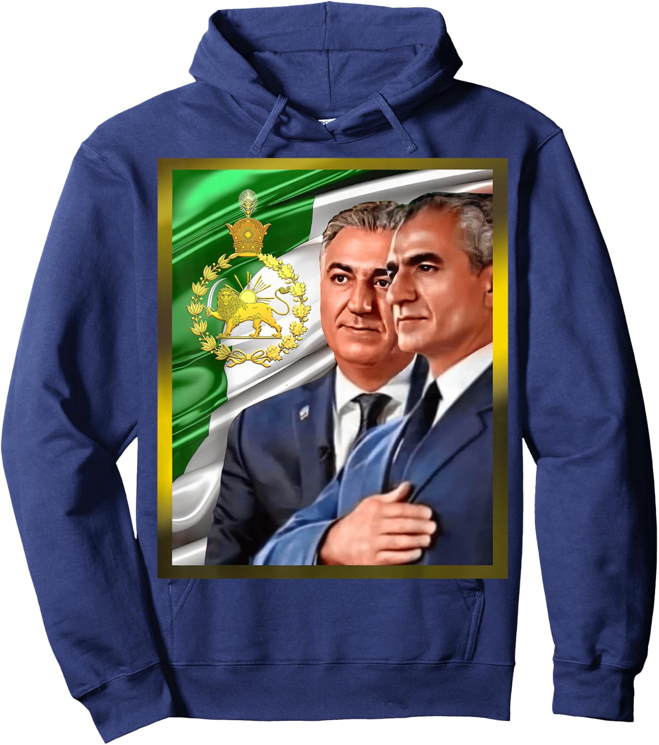 King Mohmmad Reza Pahlavi and King Reza Pahlavi , black Hoodie - Hoodie | Navy