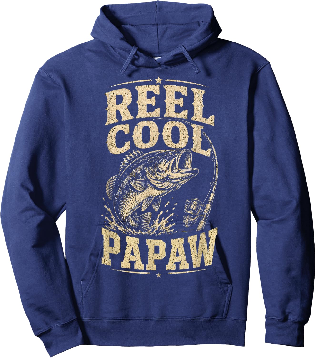 Reel Cool Papaw Grandpa Funny Fathers Day Vintage Style Hoodie - Hoodie | Navy