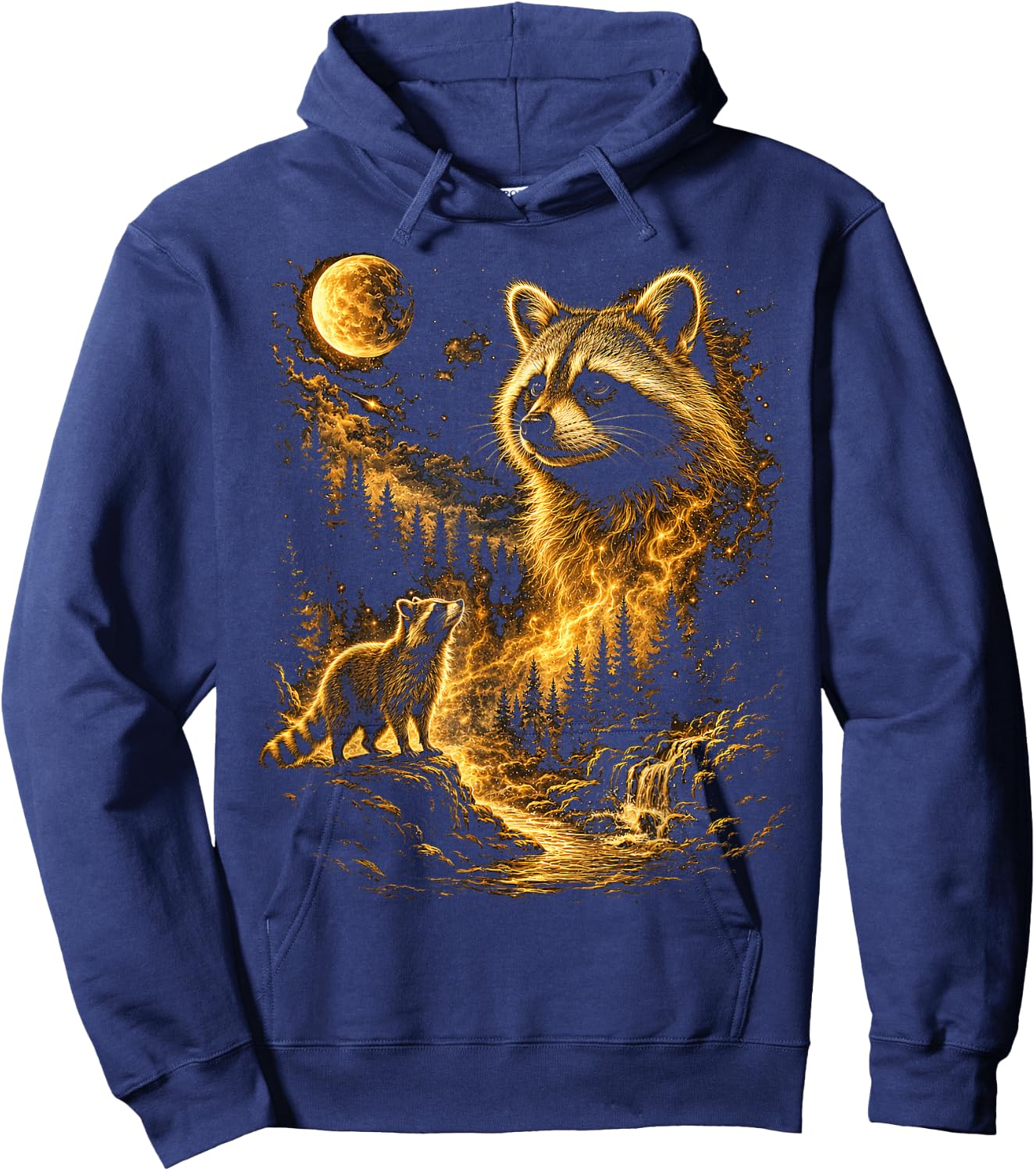 Cute Raccoon Boys Men Vintage Trash Panda Animal Hoodie - Hoodie | Navy
