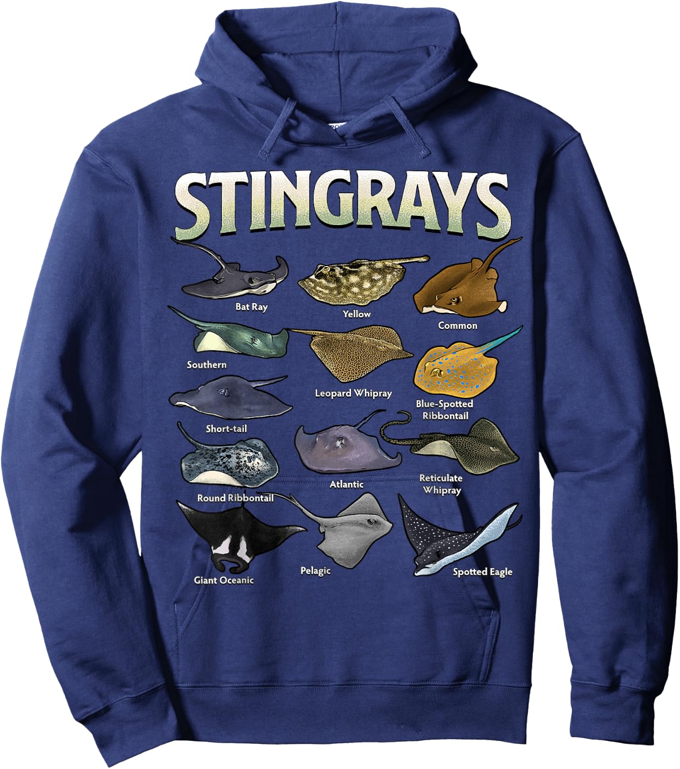 Stingrays of the World Ocean Species Collection Marine Life Hoodie - Hoodie | Navy