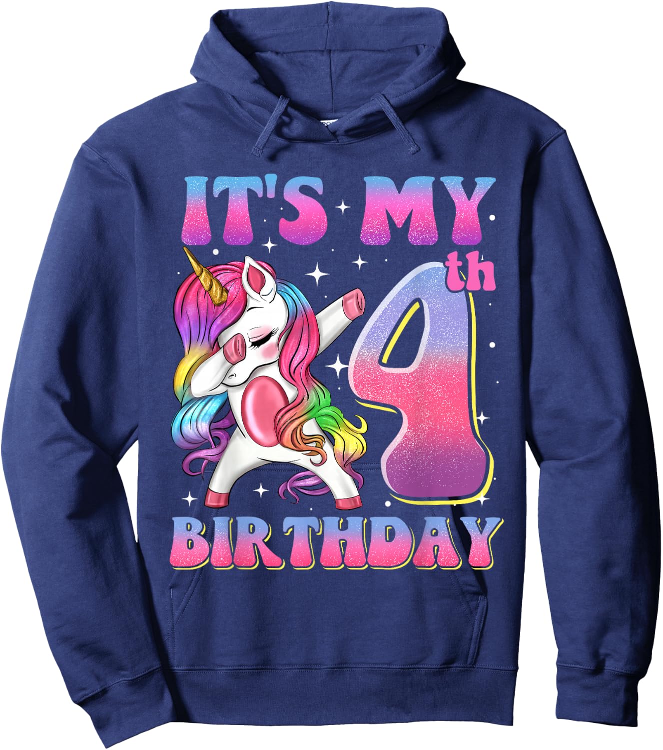 It's My 4th Birthday Dabbing Unicorn 4 Year Old Girls Kids Hoodie - Hoodie | Navy