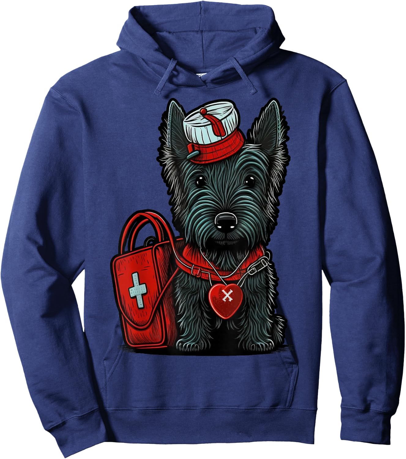 Medical Nursing Scottie on Nurse Scottish Terrier Hoodie - Hoodie | Navy
