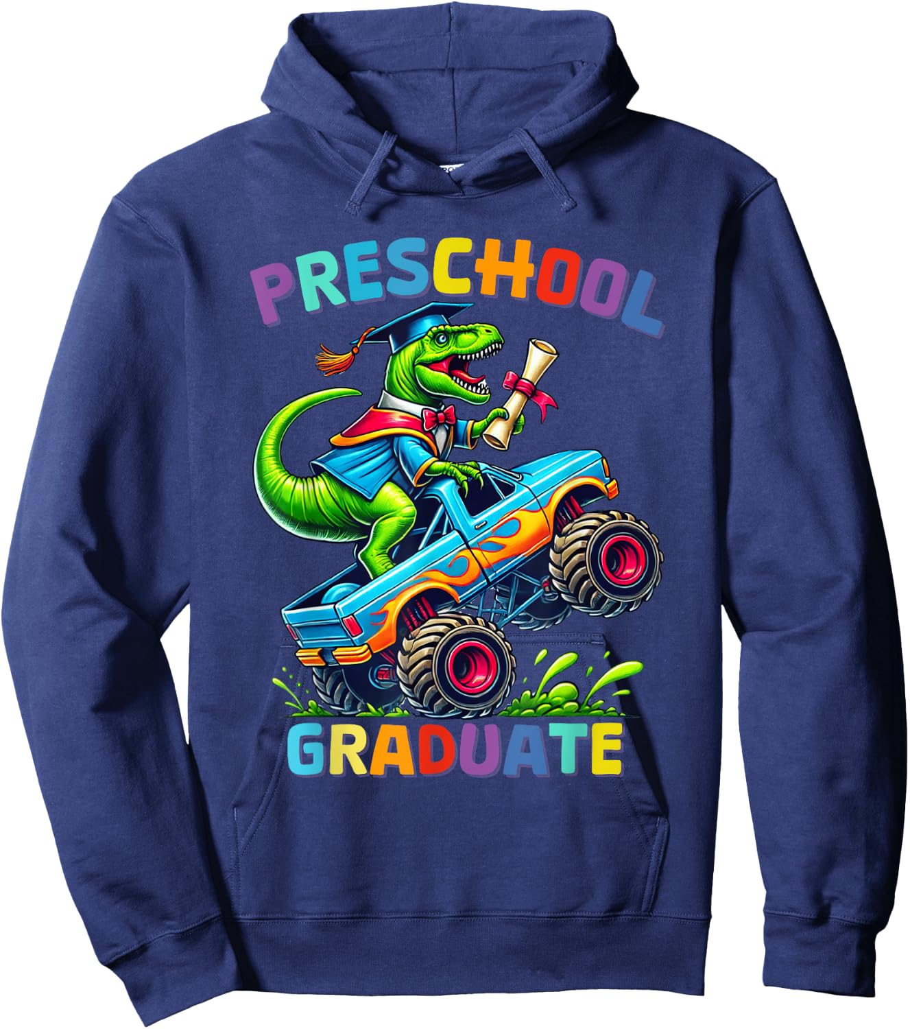 Preschool Graduation Monster Truck Dinosaur Boys Dino Hoodie - Hoodie | Navy