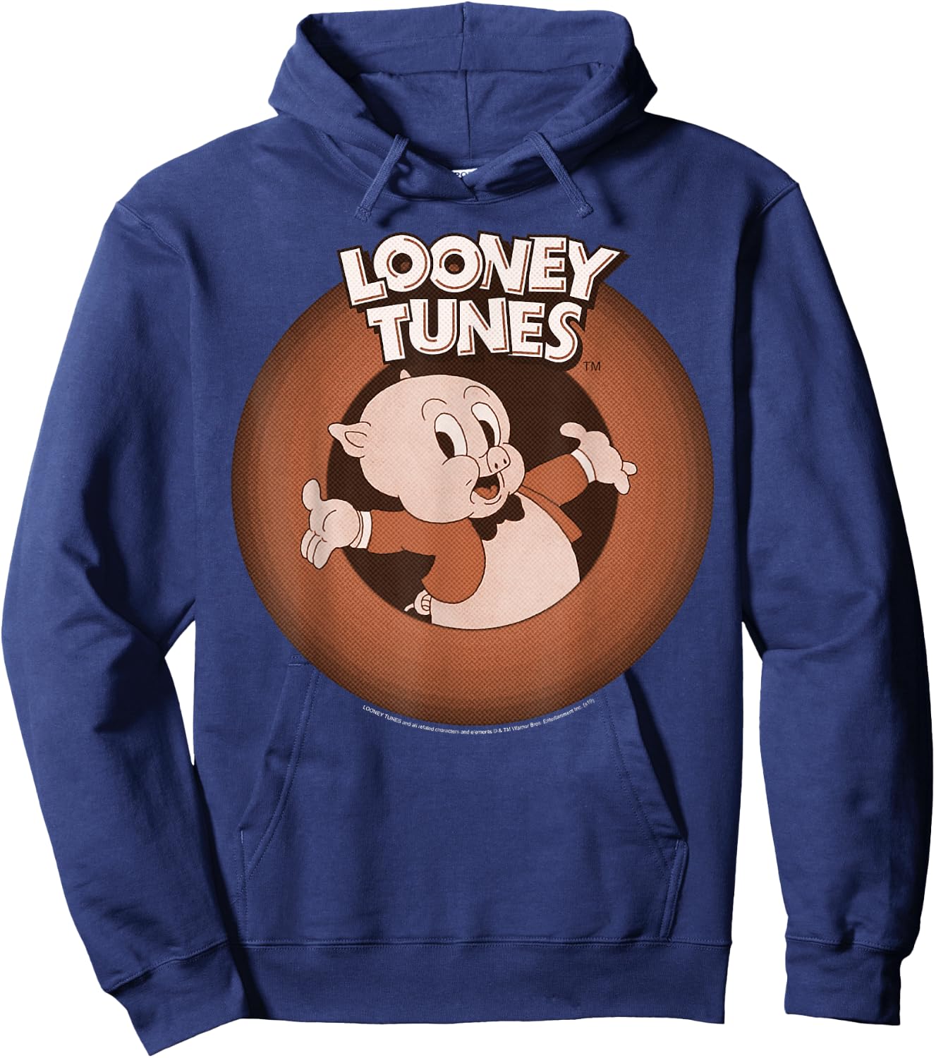 Looney Tunes Porky Pig Classic Logo Portrait Hoodie - Hoodie | Navy
