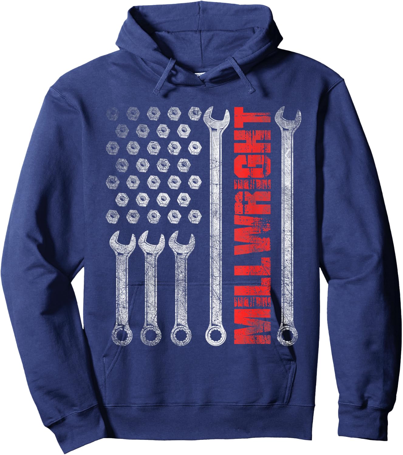 Millwright - Patriotic American Flag Machinist Steel Worker Hoodie - Hoodie | Navy