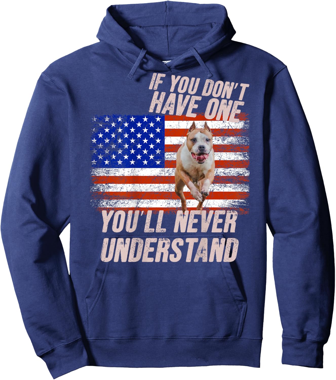 Funny Pitbull USA Shirt Pitbull Lover Gift Retro Pit Hoodie - Hoodie | Navy