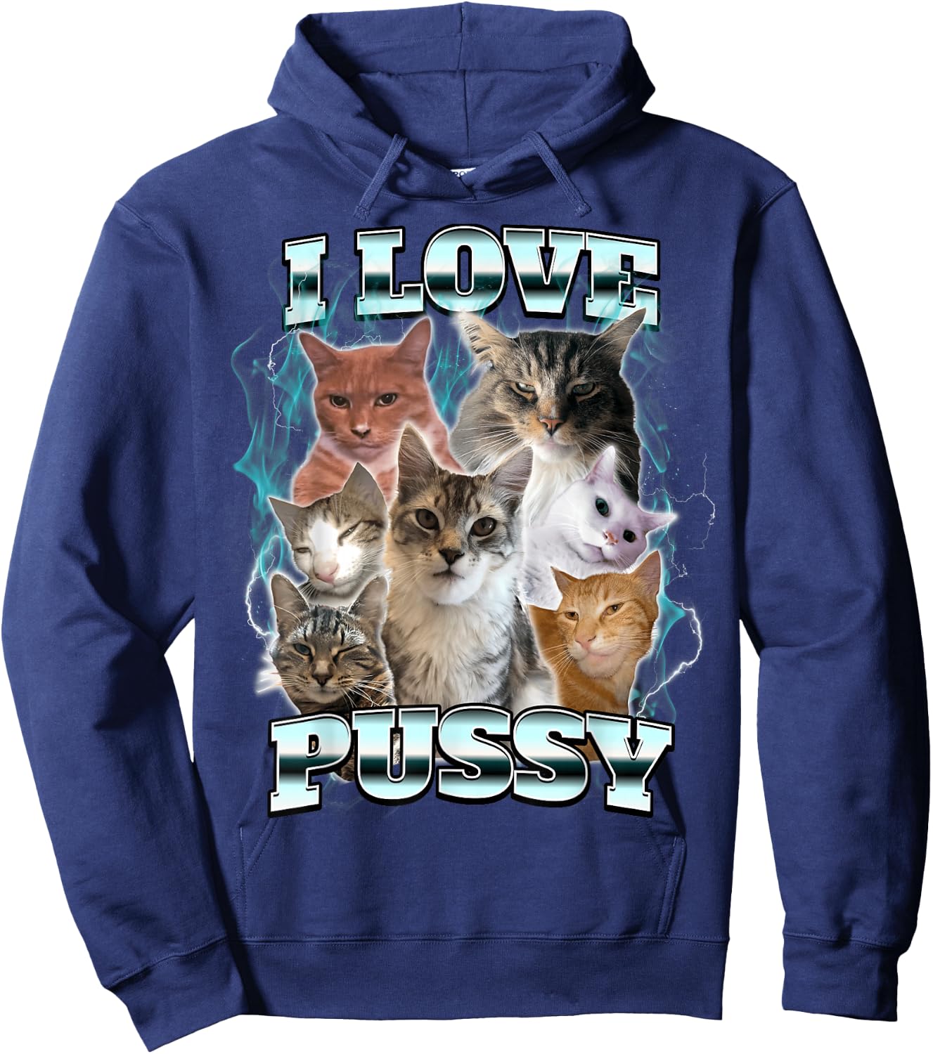 I Love Pussy , black Hoodie - Hoodie | Navy