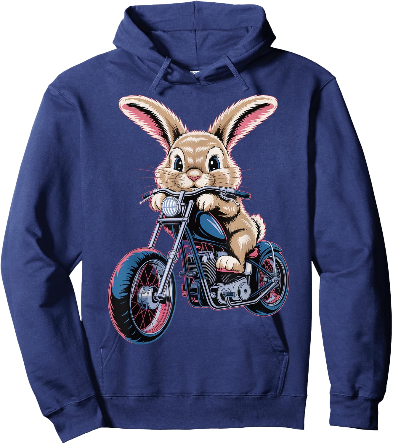 Cute Bunny On Motorcycle Hoodie - Hoodie | Navy