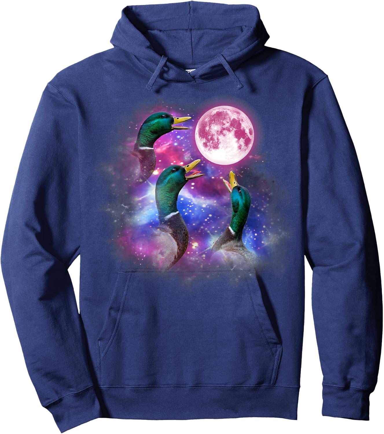 Mallard duck Howling At The Moon Wildlife colorful duck Hoodie - Hoodie | Navy