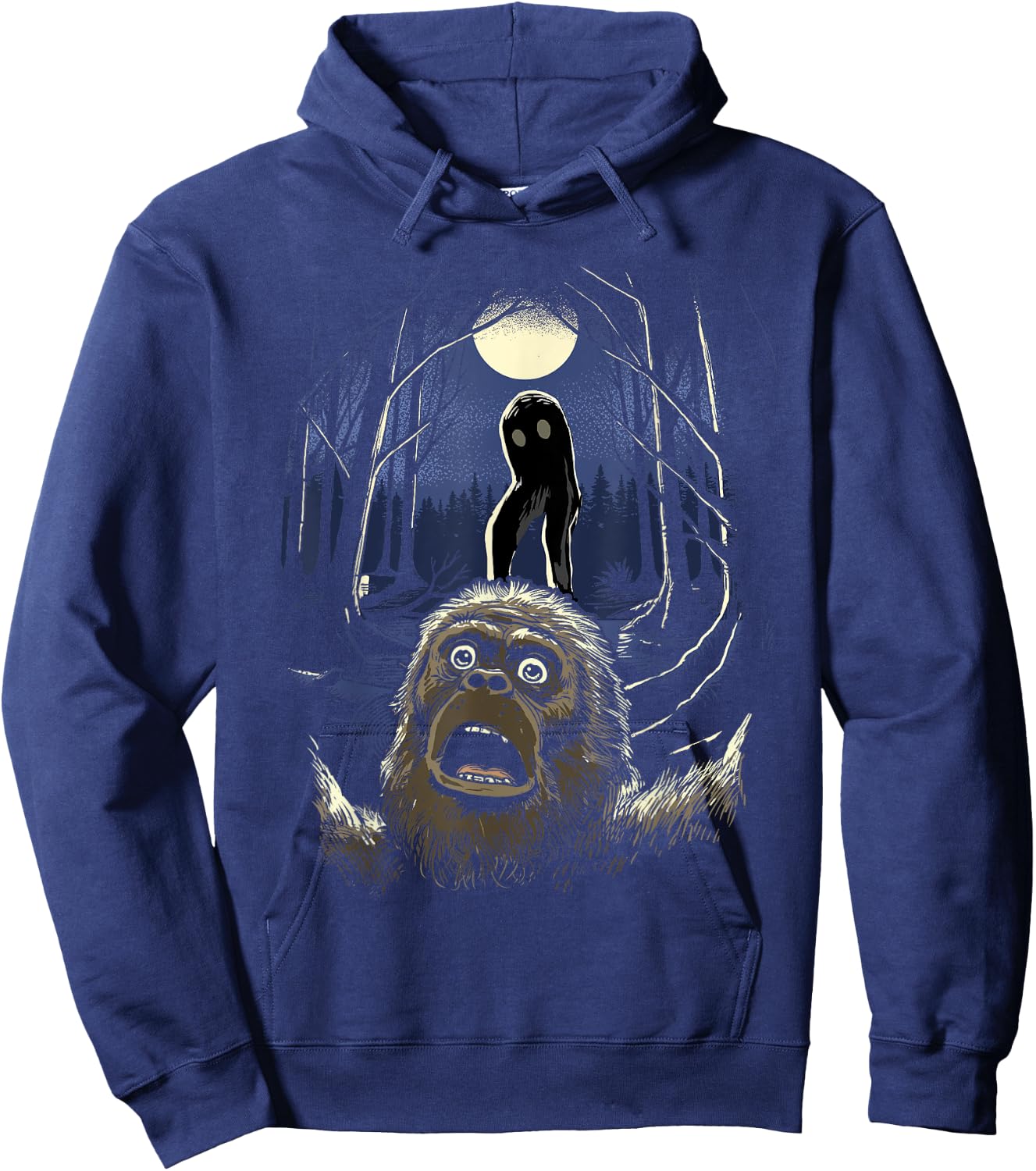 Scared Bigfoot Selfie Bigfoot With Fresno Monster Cryptid Hoodie - Hoodie | Navy