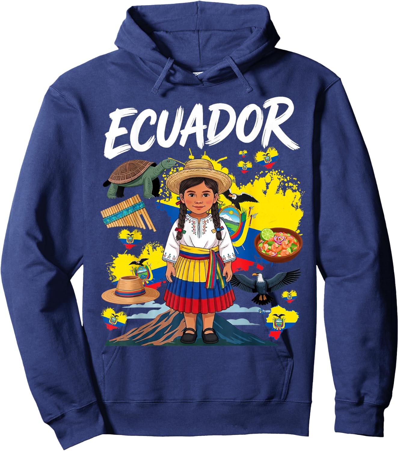 Ecuatoriana Ecuadorian Flag Idea for Girls Ecuador Cultural Hoodie - Hoodie | Navy