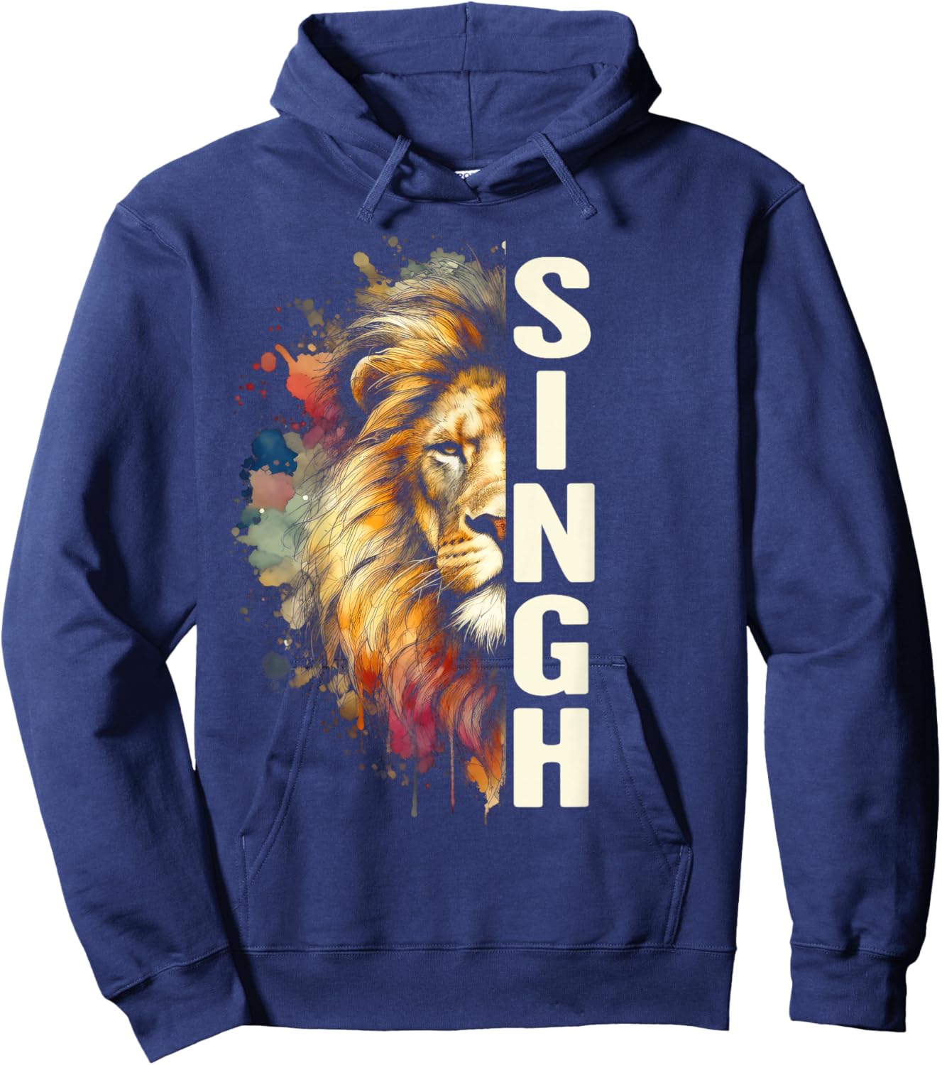 Lion Punjabi Pride Religious Sikh Faith Indian Singh Is King Hoodie - Hoodie | Navy