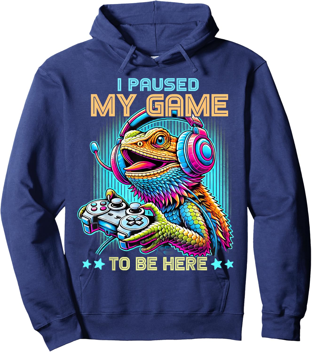 I Paused My Game To Be Here Bearded Dragon Video Games Retro Hoodie - Hoodie | Navy