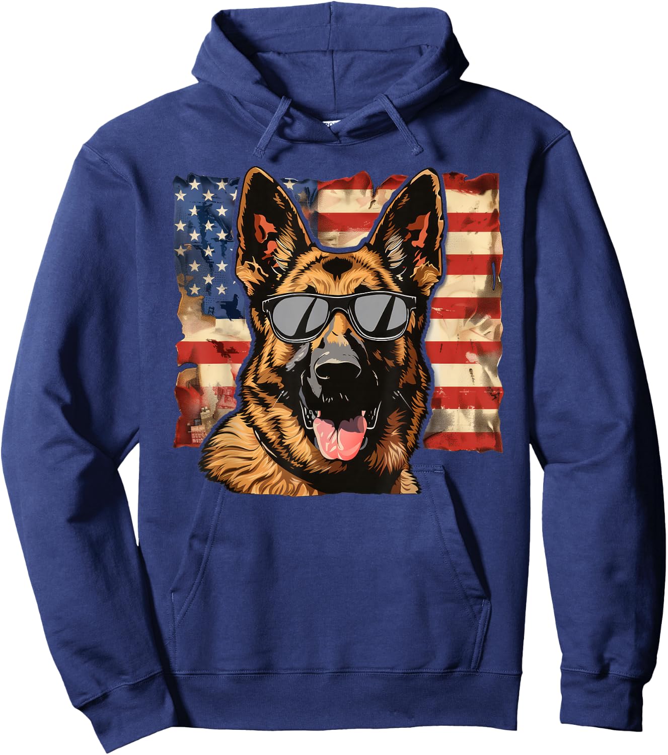 German Shepherd Dog USA America Flag 4th of July Hoodie - Hoodie | Navy