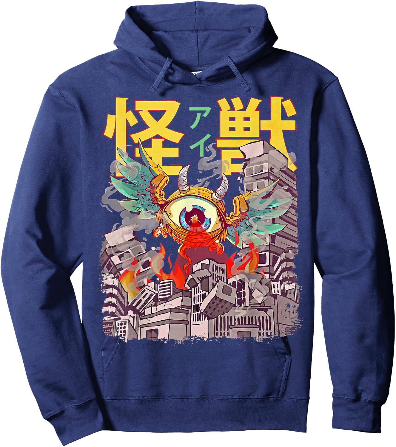 Kaiju Flying Eyeball Japanese Anime Monster Weirdcore Hoodie - Hoodie | Navy