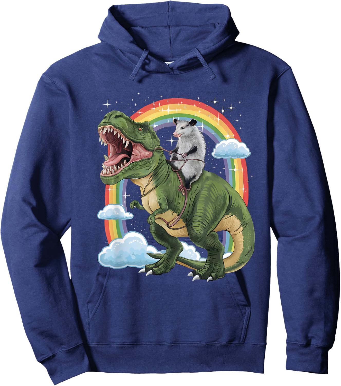 Possum Opossum Riding Dinosaur T Rex Funny Animal Meme Hoodie - Hoodie | Navy